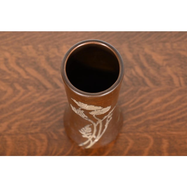 Early 20th Century Heintz Arts & Crafts Sterling Silver on Bronze Large Vase For Sale - Image 5 of 12