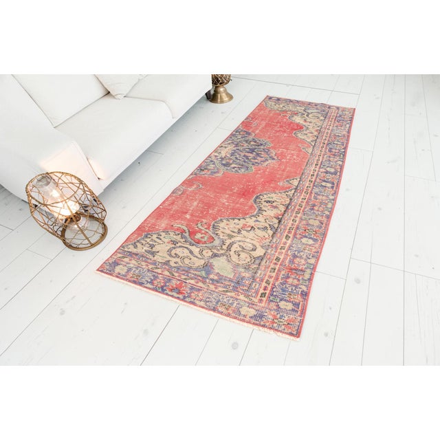 Orange Home Decor Oushak Wool Runner For Sale - Image 8 of 10