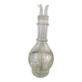 Vintage French Four-Section Glass Bar Decanter With Spouts For Sale