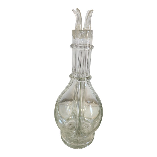 Vintage French Four-Section Glass Bar Decanter With Spouts For Sale