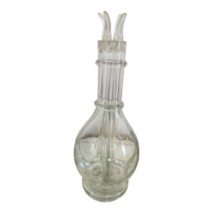 Vintage French Four-Section Glass Bar Decanter With Spouts