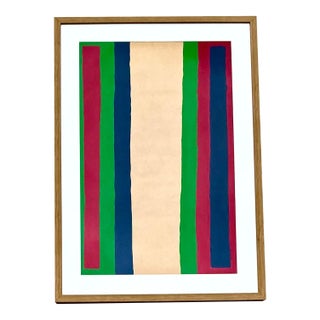 Vintage Boho Original Geometric Abstract Oil on Paper For Sale