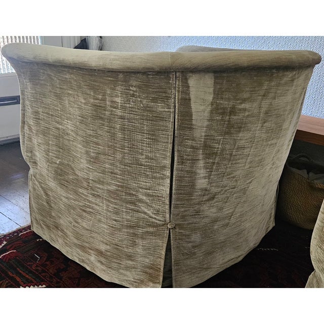 Mid-Century Modern Pair of Marge Carson Swivel Club Chairs For Sale - Image 3 of 9