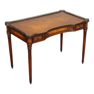 Late 20th Century Theodore Alexander Attributed Regency Style Burlwood Writing Desk For Sale