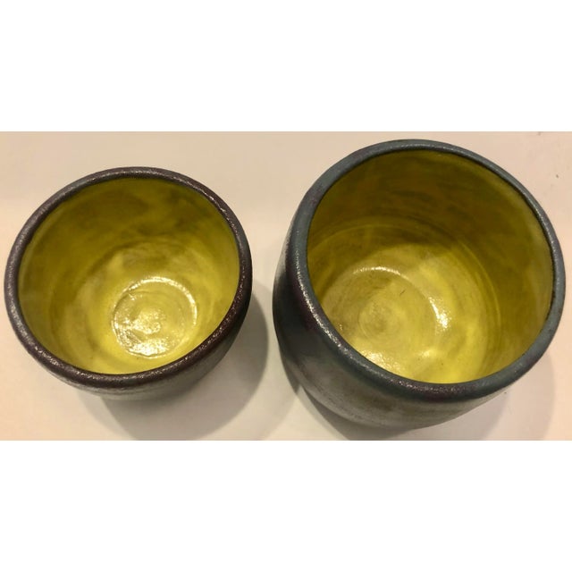 Contemporary Set of 2 Purple/Yellow Potteries For Sale - Image 3 of 5