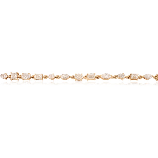 Contemporary Timeless Mix Cut 2.66 Carat Diamond Link & Paperclip Chain Bracelet in 14k Gold For Sale - Image 3 of 14