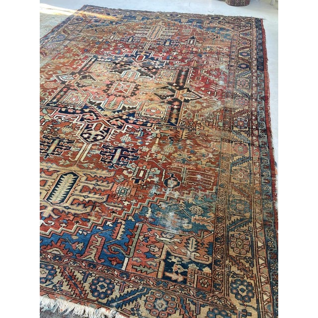 Textile Antique Heriz Fantastic Personality & Colors, C. 1910-20's Rug 9 x 12 For Sale - Image 7 of 16