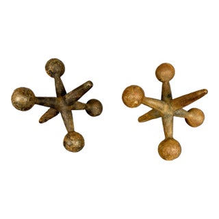 Mid-Century Bill Curry Iron Jacks Sculptures / Paperweights / Bookends - A Pair For Sale