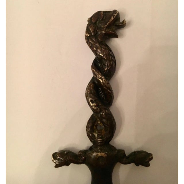 Mid 20th Century Bronze Serpent Dolphin Letter Opener For Sale - Image 5 of 9