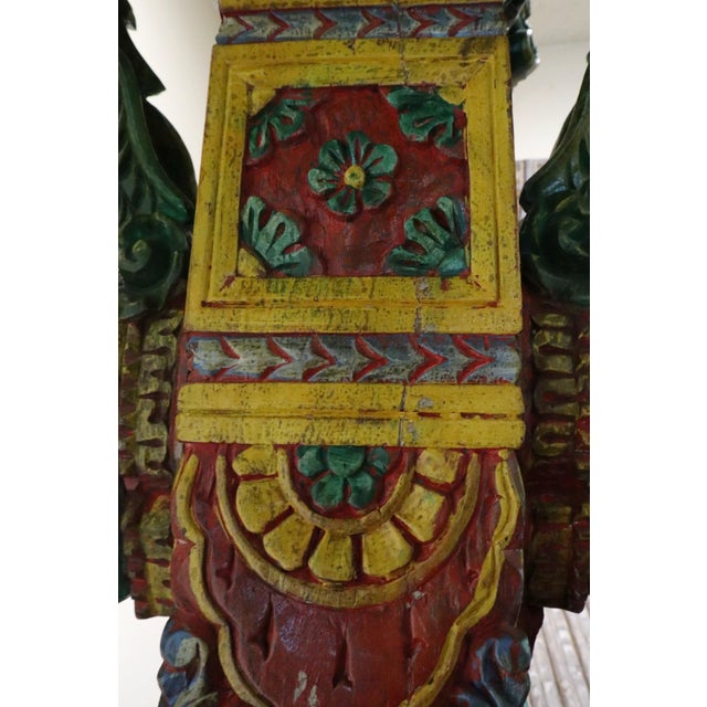 Monumental Hand Carved Indian Polychrome Jhula (Swing) For Sale - Image 12 of 14