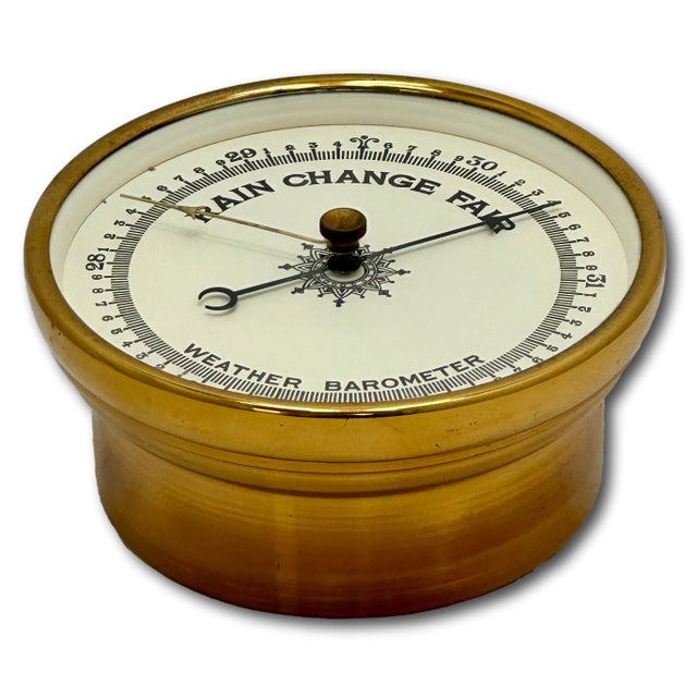 Good Quality Antique Brass Ships Weather Barometer by Taylor Rochester New York - Circa Early 20th Century For Sale - Image 10 of 17