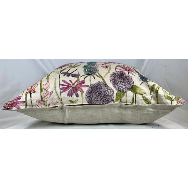 20" Square Decorative Throw Pillow With a Whimsical Pink, Purple & Blue Mid Century Modern Floral Design With a Watercolor-Look - Made in the U K For Sale - Image 9 of 12