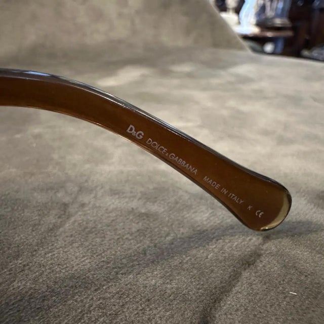 Chic 1990s Vintage Oversized Dolce & Gabbana Sunglasses - Brown & Ombré Pink Lenses Make a bold style statement with these...