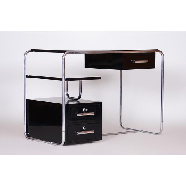 Bauhaus Black Writing Desk, Germany, 1930s For Sale - Image 9 of 14