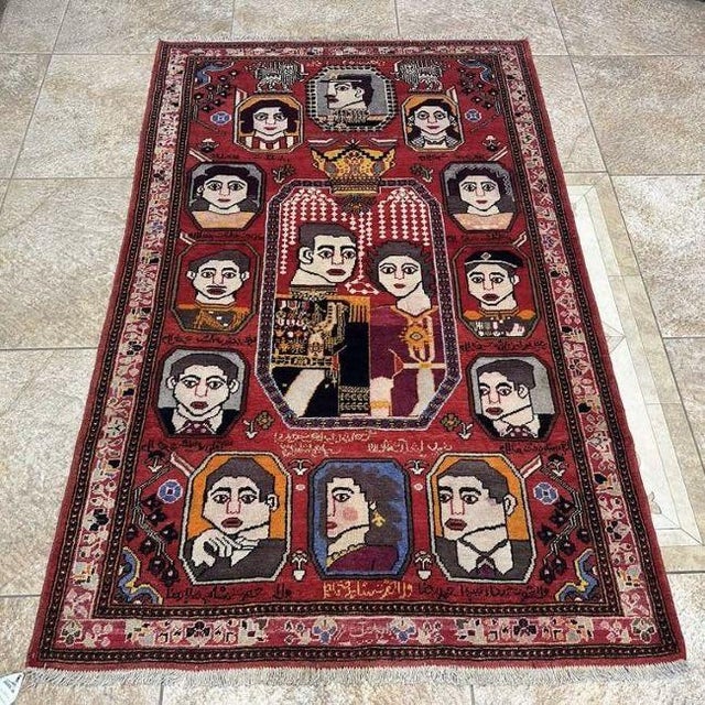 1960s Mid-20th Century Azeri Pictorial Rug | 4’4” X 6’9” For Sale - Image 5 of 7