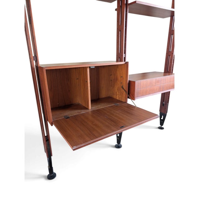 Wood Italian Swedish Wall Unit attributed to Franco Albini, 1960s For Sale - Image 7 of 14