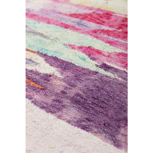 2000 - 2009 Prism Watercolor Moroccan Boucherouite Rug 6'2 X 3'5 For Sale - Image 5 of 6