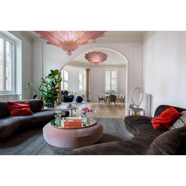 Glass Pink Amethyst Murano Glass Leaves Ceiling Light, 1990s For Sale - Image 7 of 18