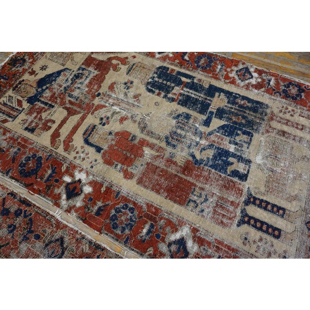 Tribal 1900s Ivory Pair of Pictorial Baluch Ferdous Carpets ( 3'7" X 6'1") Handknotted Woo Rugs For Sale - Image 3 of 6