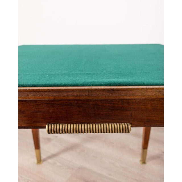 Metal Vintage Game Table in Wood and Golden Brass Italian Design, 1940s For Sale - Image 7 of 13