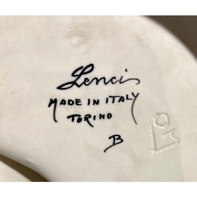 Large matte polychrome ceramic statue, cast using a casting technique. Under the base: Lenci, Turin, made in Italy. This...