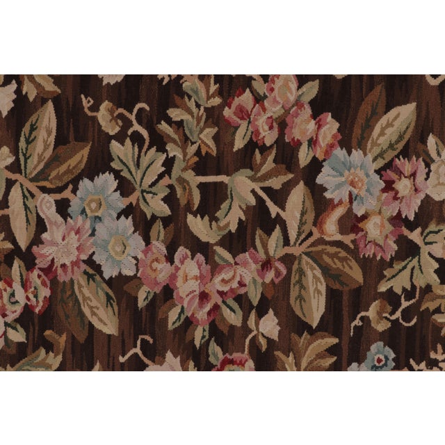 Oversized Antique French Aubusson Rug, Monumental Florals in Chocolate Brown For Sale In New York - Image 6 of 9