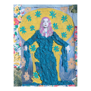 "Morticia but Colorful" Contemporary Mixed-Media Collage by Frances Sousa