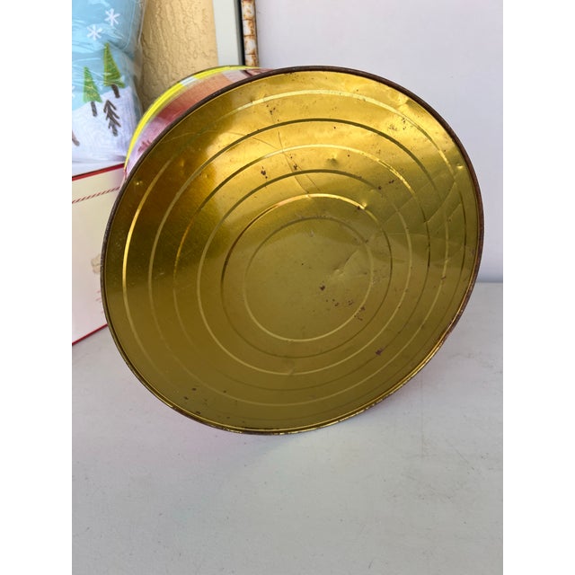 Mid-Century Modern Large Vintage 1950s Red & Yellow Bachman Pretzel Tin For Sale - Image 3 of 6