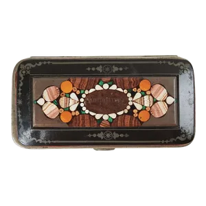 Antique Victorian Pietra Dura Inlaid Stone Karlsbad Card Case
