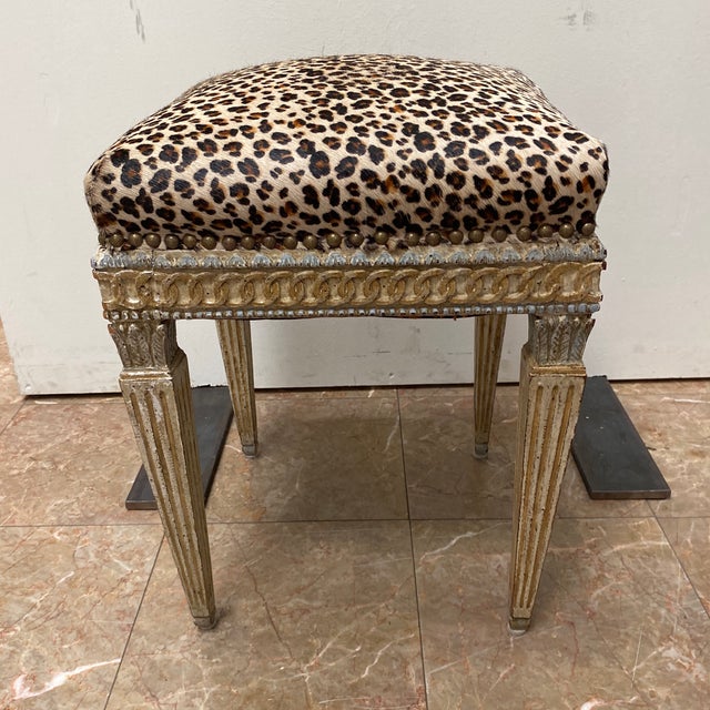 Vintage Animal Print Stool Chairish