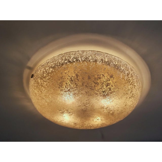 Metal Large Murano Speckled Glass Ceiling Lamp by Egon Hillebrand for Hillebrand Leuchten, Germany, 1970s For Sale - Image 7 of 18