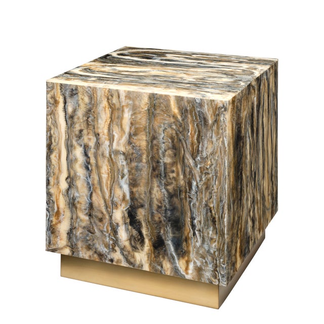 Cube Side Table, Dripped Resin For Sale In Los Angeles - Image 6 of 6