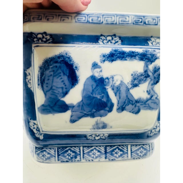 Vintage Chinoiserie Blue and White Planter For Sale - Image 4 of 8