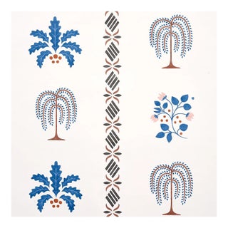 Schumacher Willard House Stencil Wallpaper in Blue For Sale