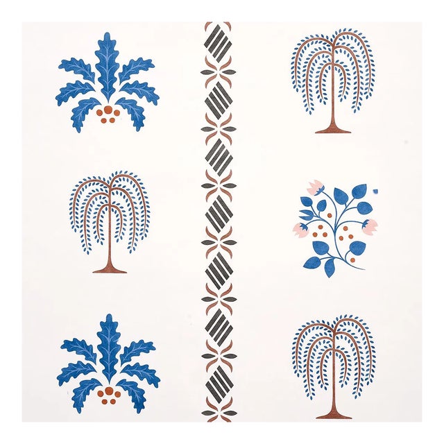 Schumacher Willard House Stencil Wallpaper in Blue For Sale