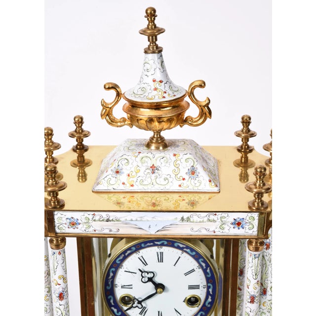 Metal Mid-20th Century Brass Frame Mantel Clock For Sale - Image 7 of 12
