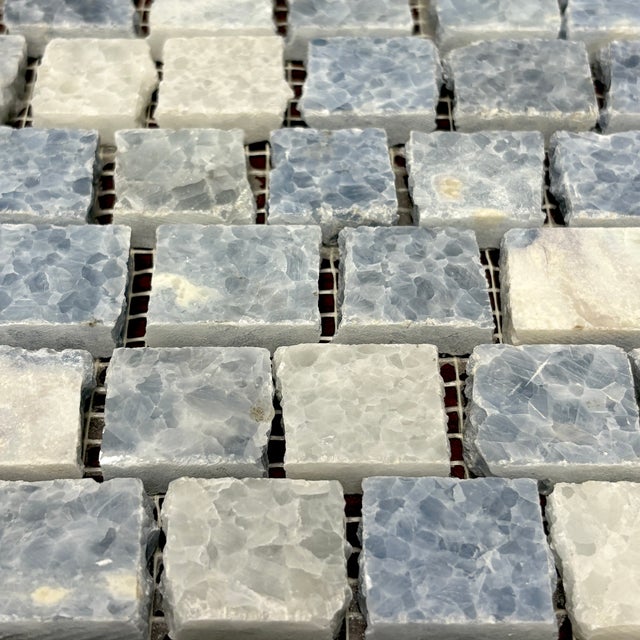 Mediterranean Sky Blue Marble Polished Broken Tessere Mosaic For Sale - Image 3 of 4