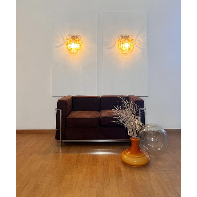 Vintage Italian Murano Wall Lights with 10 Amber Trasparent Glasses, 1990s, Set of 2 For Sale - Image 11 of 18