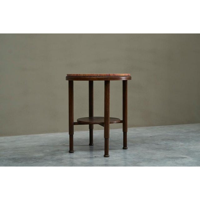 Art Deco Side Table in Oak and Red Travertine, 1930s For Sale - Image 12 of 14