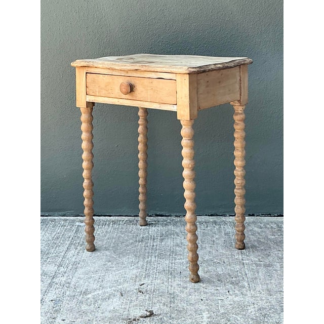 Vintage Primitive Bobbin Side Table For Sale - Image 10 of 12