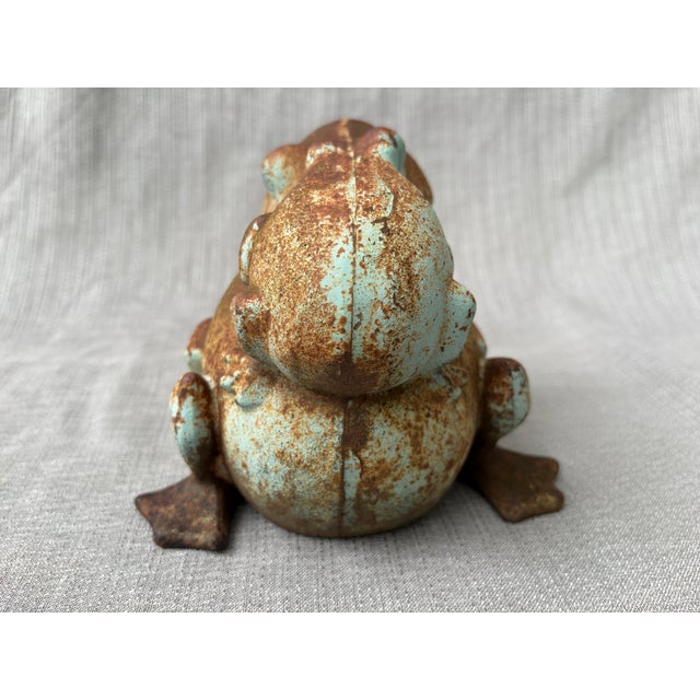 Vintage Cast Iron Frog Doorstop Garden Ornament For Sale - Image 10 of 12