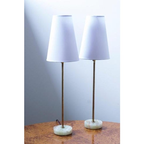 Swedish Modern Table Lamps with Onyx, Set of 2 For Sale - Image 13 of 13