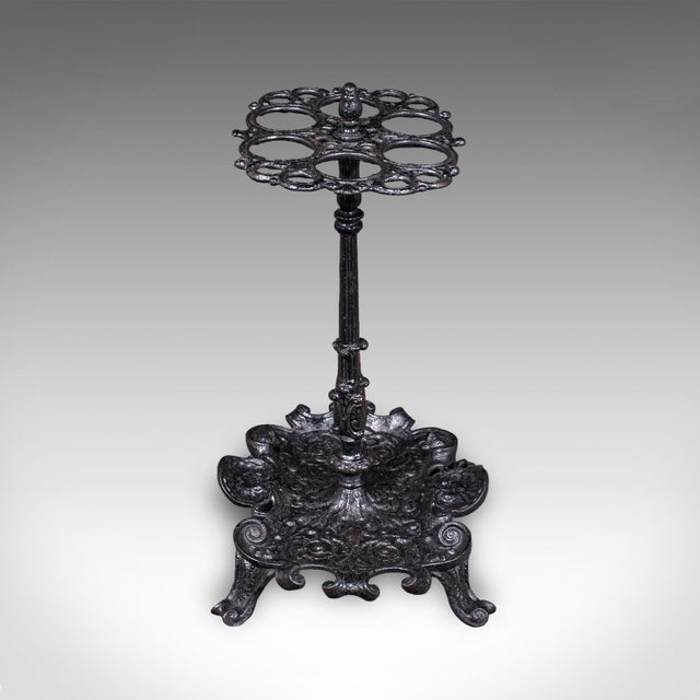 1900 - 1909 Antique Reception Hall Umbrella Stand, English, Cast Iron, Stick Loop, Victorian For Sale - Image 5 of 10