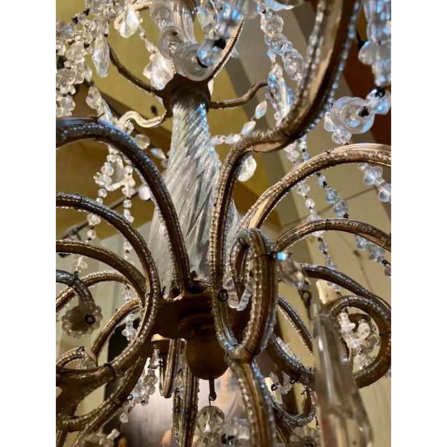 Italian Cut Crystal and Glass Beads Cage Chandelier, 1800s For Sale - Image 10 of 12
