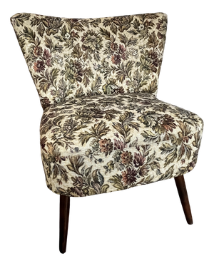 Cocktail Lounge Chair with Floral Upholstery, 1960s
