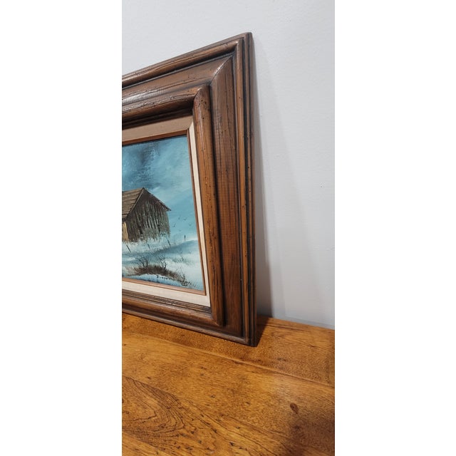 1970s Americana Farmhouse Landscape Original Oil Painting by Everett Woodson For Sale In Chicago - Image 6 of 11