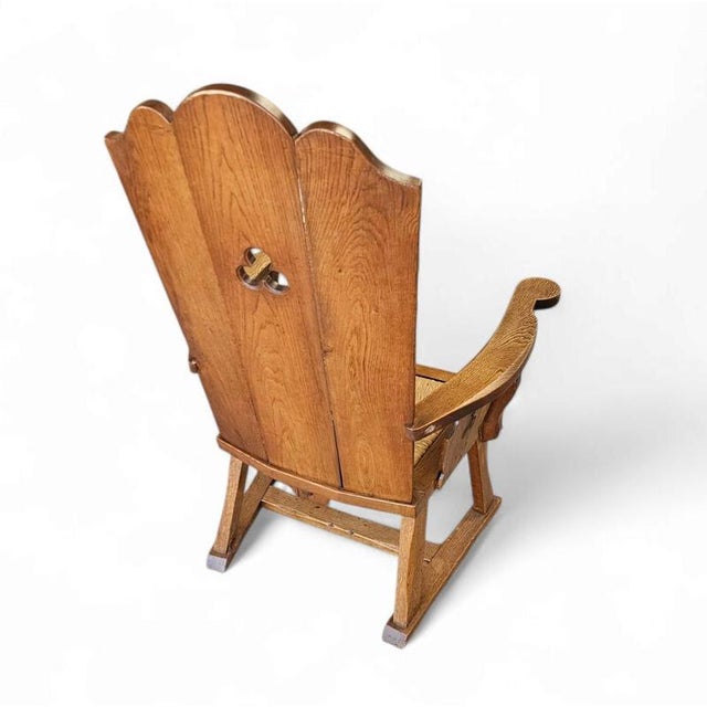 Monastery High Back Rush Seat Armchair, 1950s For Sale - Image 9 of 16