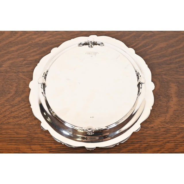Metal Tiffany & Co. Antique Victorian Sterling Silver Footed Serving Tray For Sale - Image 7 of 10