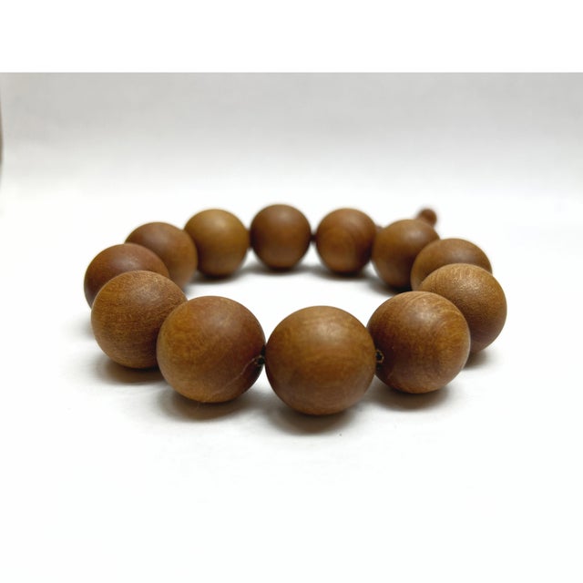 Chinese Natural Sandalwood Beads Hand Rosary Praying Bracelet For Sale In San Francisco - Image 6 of 6