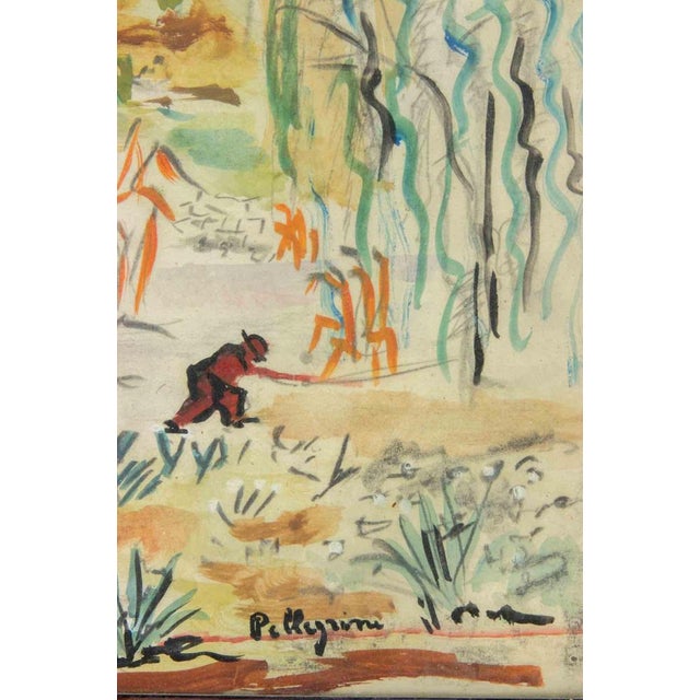 Modern Sirio Pellegrini, Landscape, Mixed Media, 1960s For Sale - Image 3 of 5